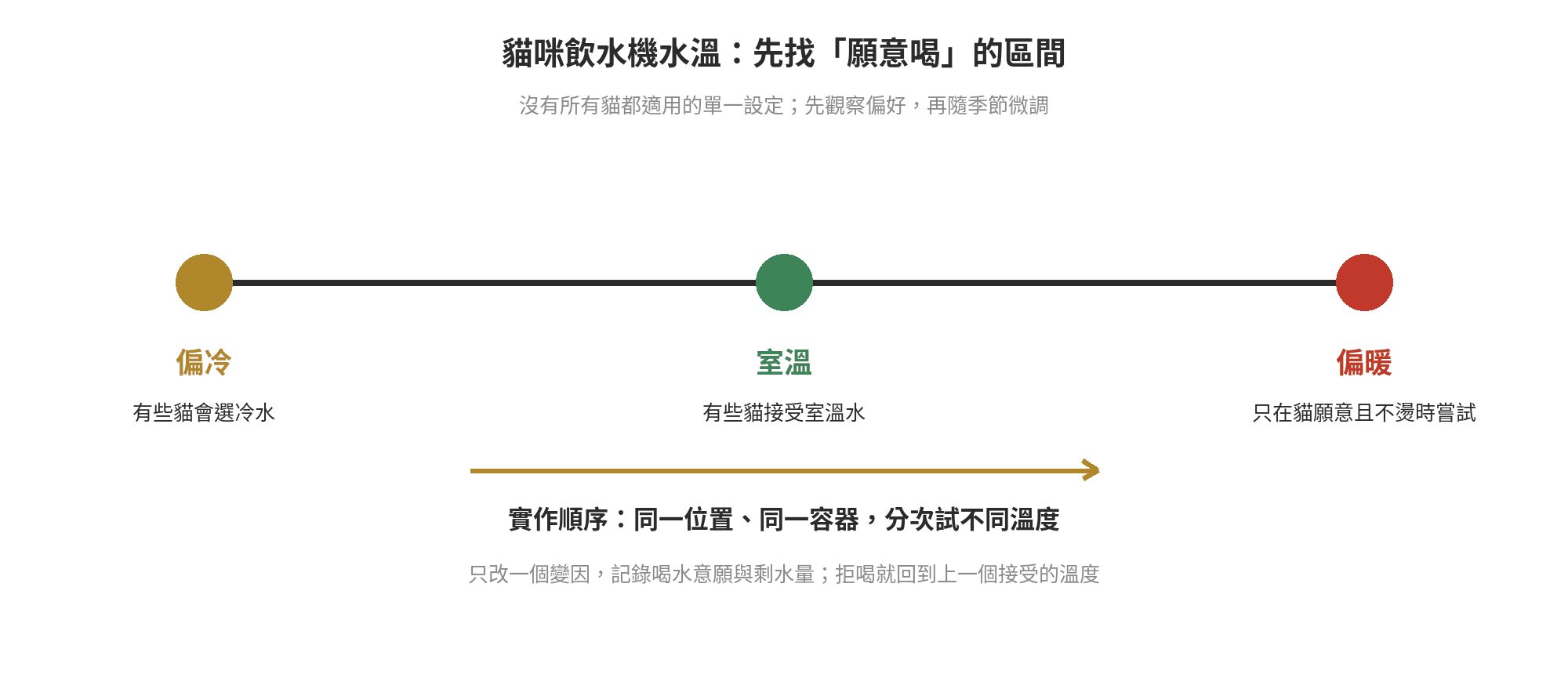貓咪飲水機水溫重要嗎?夏天冬天怎麼調整飲水習慣 貓咪飲水機水溫偏好示意:冷水、室溫水與偏暖水的試溫順序